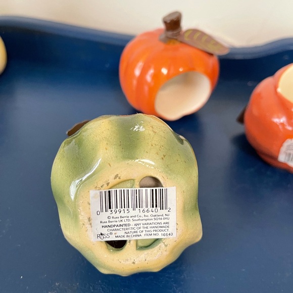 Russ Pear and Pumpkin Napkin Rings - Green, Orange, Yellow - Picture 5 of 6